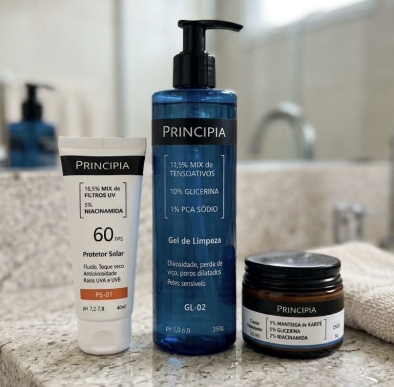 Kit Principia para Rotina de Skincare Pele Sensível com Protetor Solar FPS 60