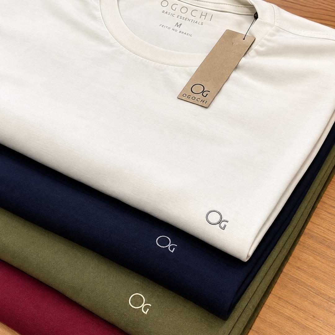Camiseta Masculina Básica Slim Algodão - Várias Cores Ogochi (P ao XG)