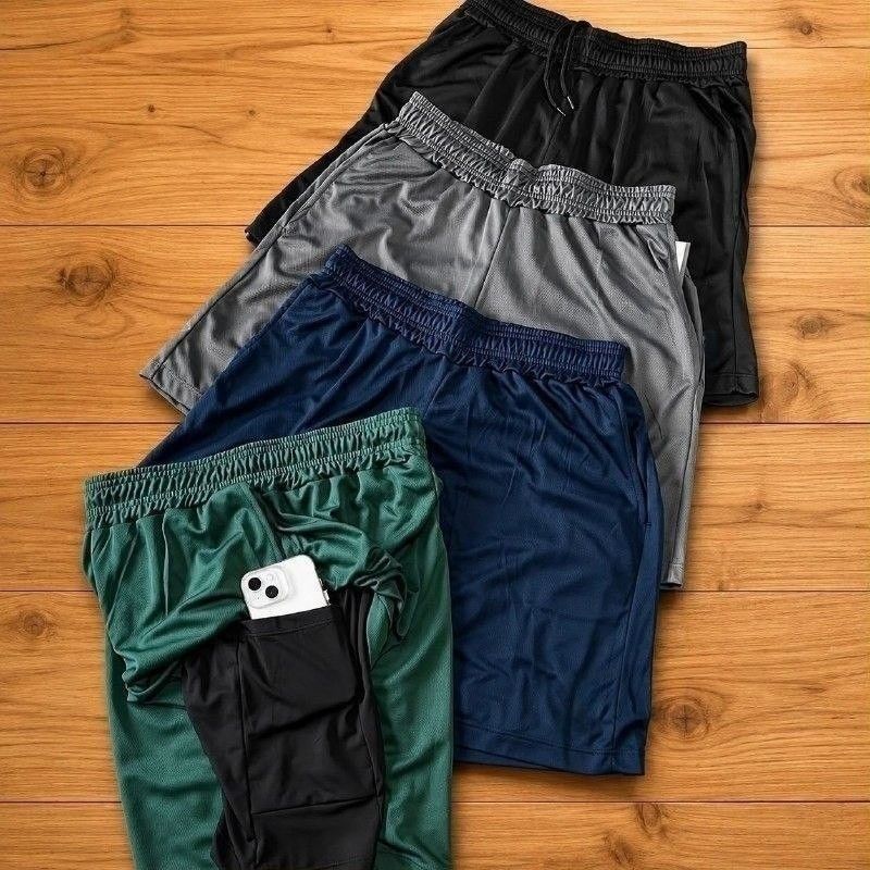 Kit 4 Shorts 2 Em 1 Duplo Dryfit Masculino Compressão Térmico (P ao GG)