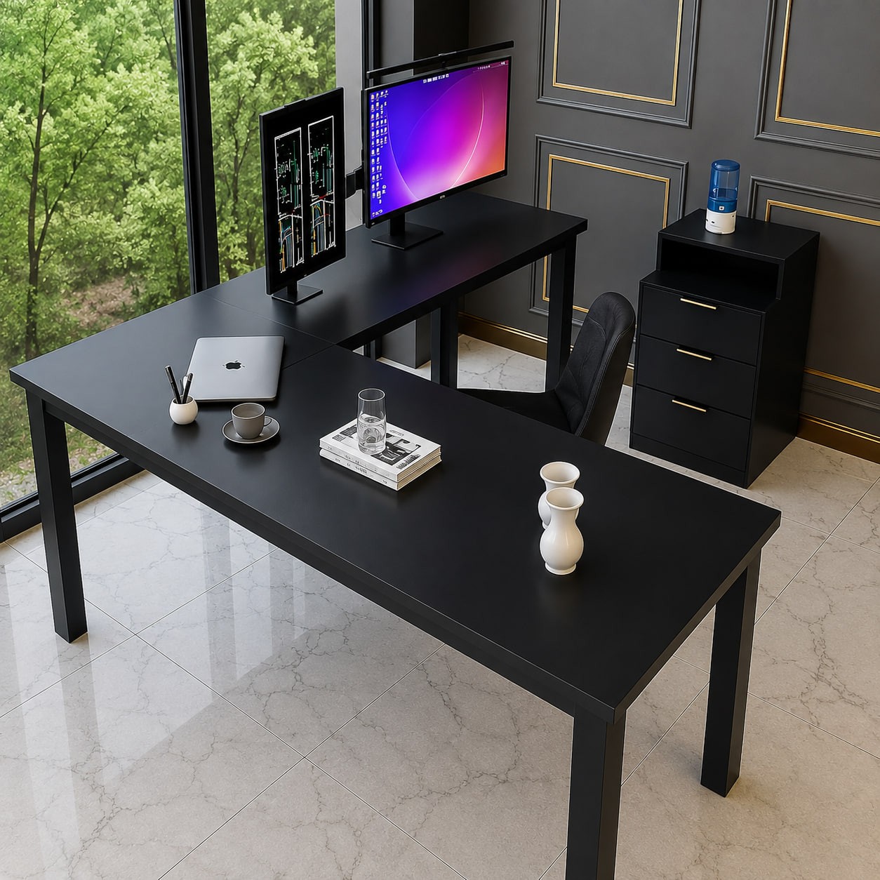 Cômoda Gaveteiro + Mesa Escrivaninha 150x45cm Diretor