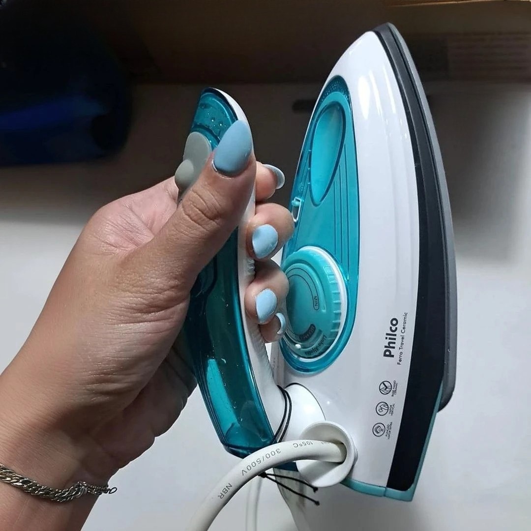 Ferro de Passar Roupa a Vapor Philco - Travel Ceramic Azul