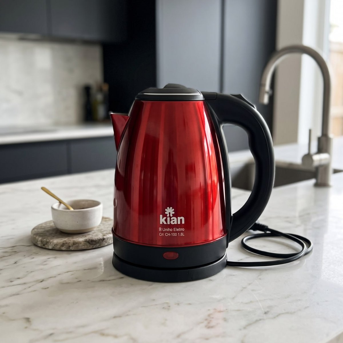 Chaleira Elétrica Kian 1,8l Inox Vermelha Ch-100 - Premium 127v