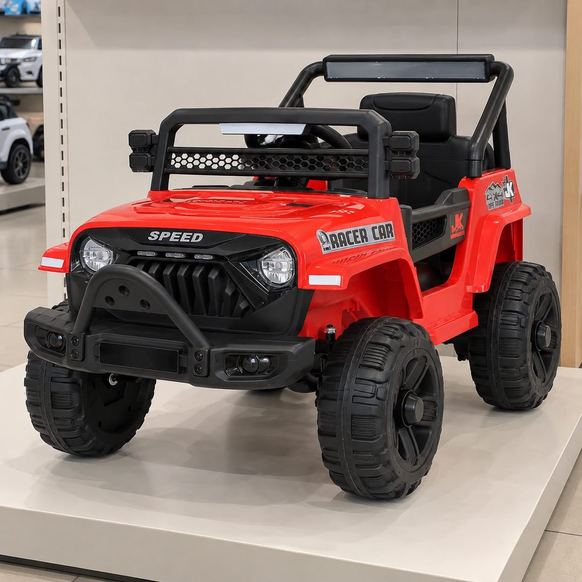 Carrinho Elétrico Jipe Vermelho Maxi Toys 12V Bluetooth Controle Remoto