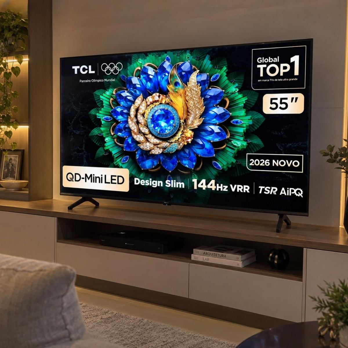 Smart Tv Tcl 55 Polegadas Qd-Mini Led 4k A400m 55a400m