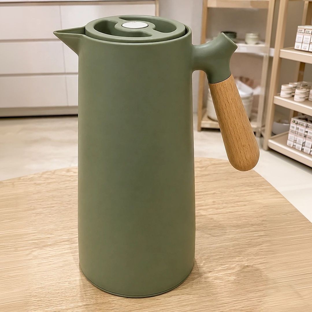 WOLFF - Garrafa Térmica com Cabo de Madeira Nórdica 1L Verde