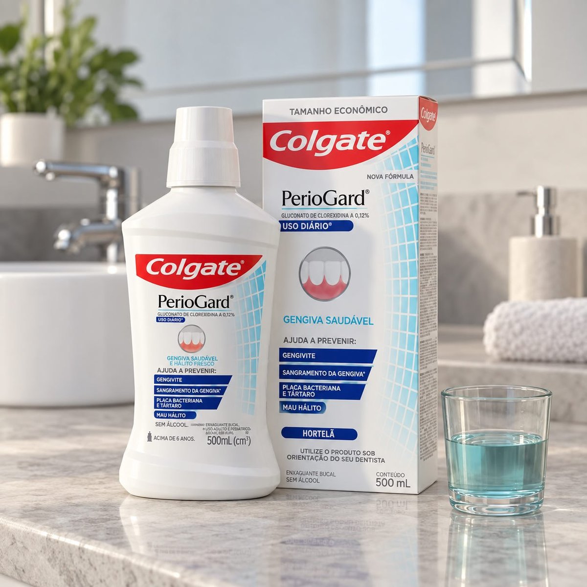 Colgate PerioGard Uso Diário Enxaguante Bucal Uso Diário Sem Álcool, 500ml