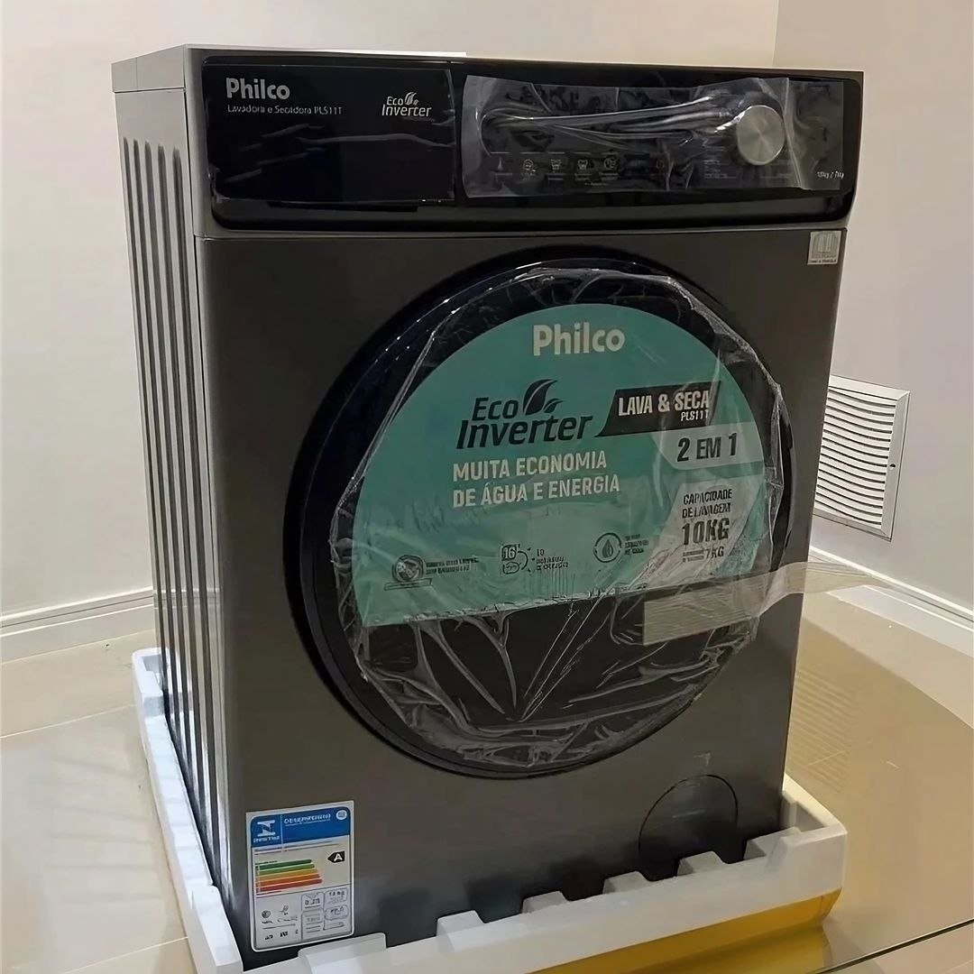 Lava e Seca Philco 16 Programas Eco Inverter 10 kg Inox PLS11T - Inox 220v