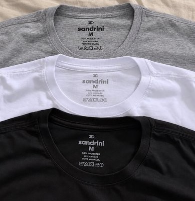 Kit 3 Camisetas Algodão Dia Dia Sandrini Básica Conforto (P ao GG)