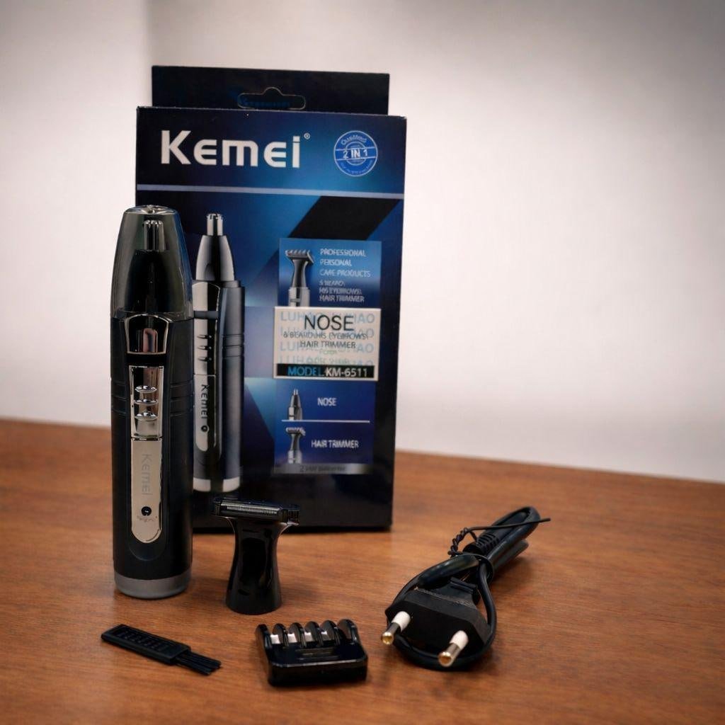 Aparador de Pelos Kemei KM-6511 Nariz Orelhas Sem Fio Preto
