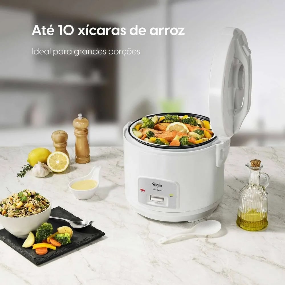 Panela De Arroz Elétrica Puro Rizzo 10x Elgin 2l 700w 110v Branco 127v 60hz