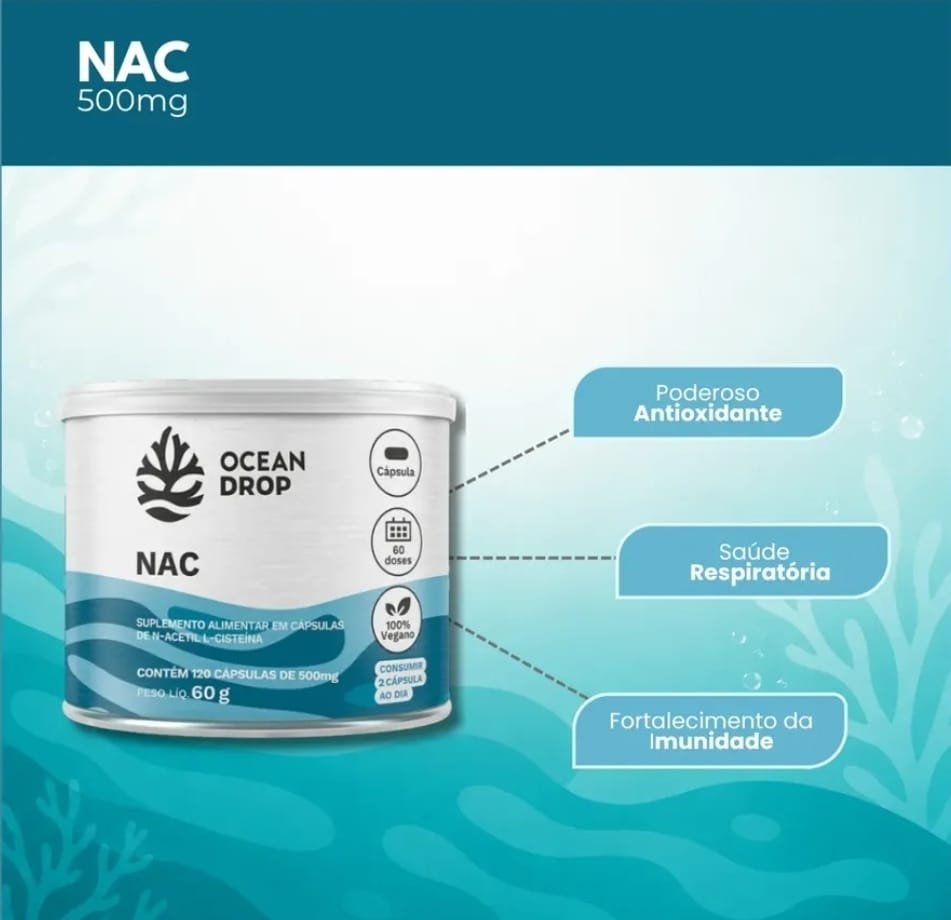 Suplemento Nac N Acetil L Cisteína Ocean Drop 120 Cápsulas Nac 120 Capsulas