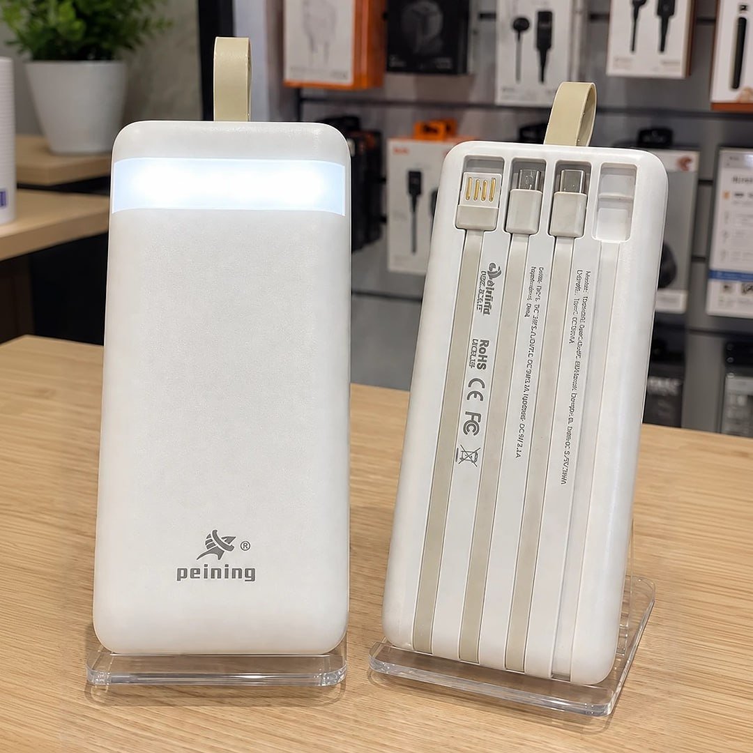 Carregador Portátil Power Bank 20.000 Mah Turbo Com Cabos