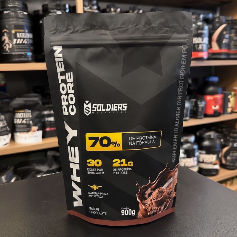 Whey Core 70% de Proteina Concentrada - Chocolate 900g - Soldiers Nutrition