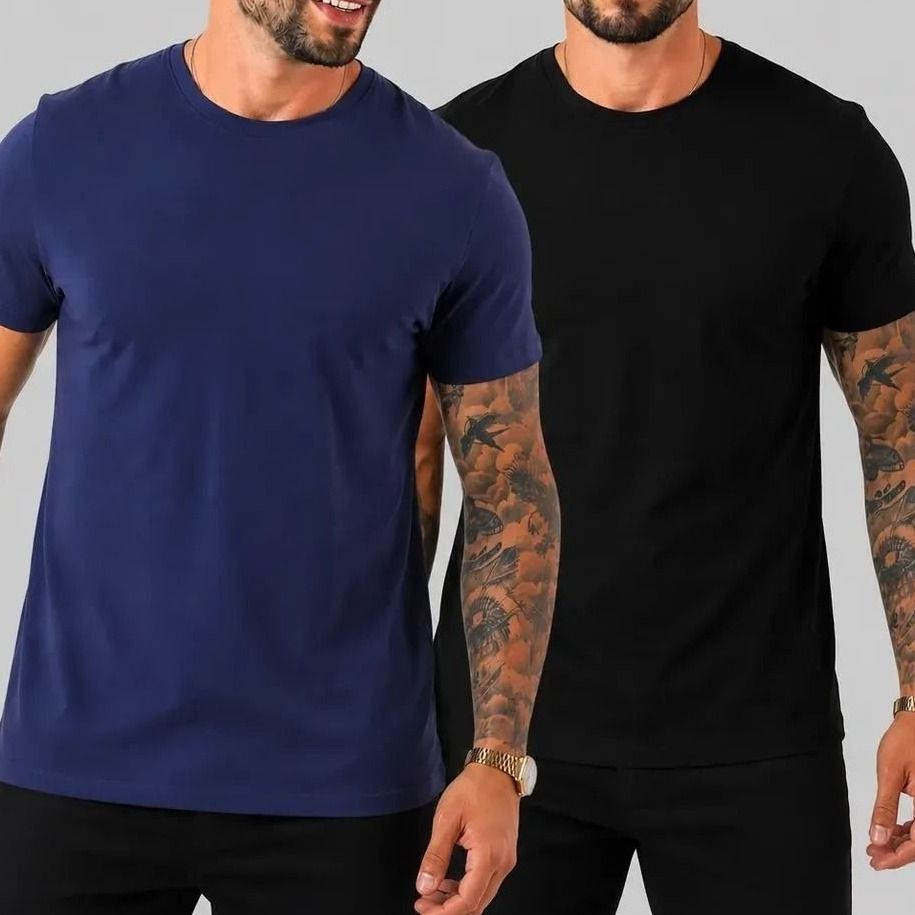 Kit 2 Camiseta Masculina Malha Peruana Premium (P ao G1)