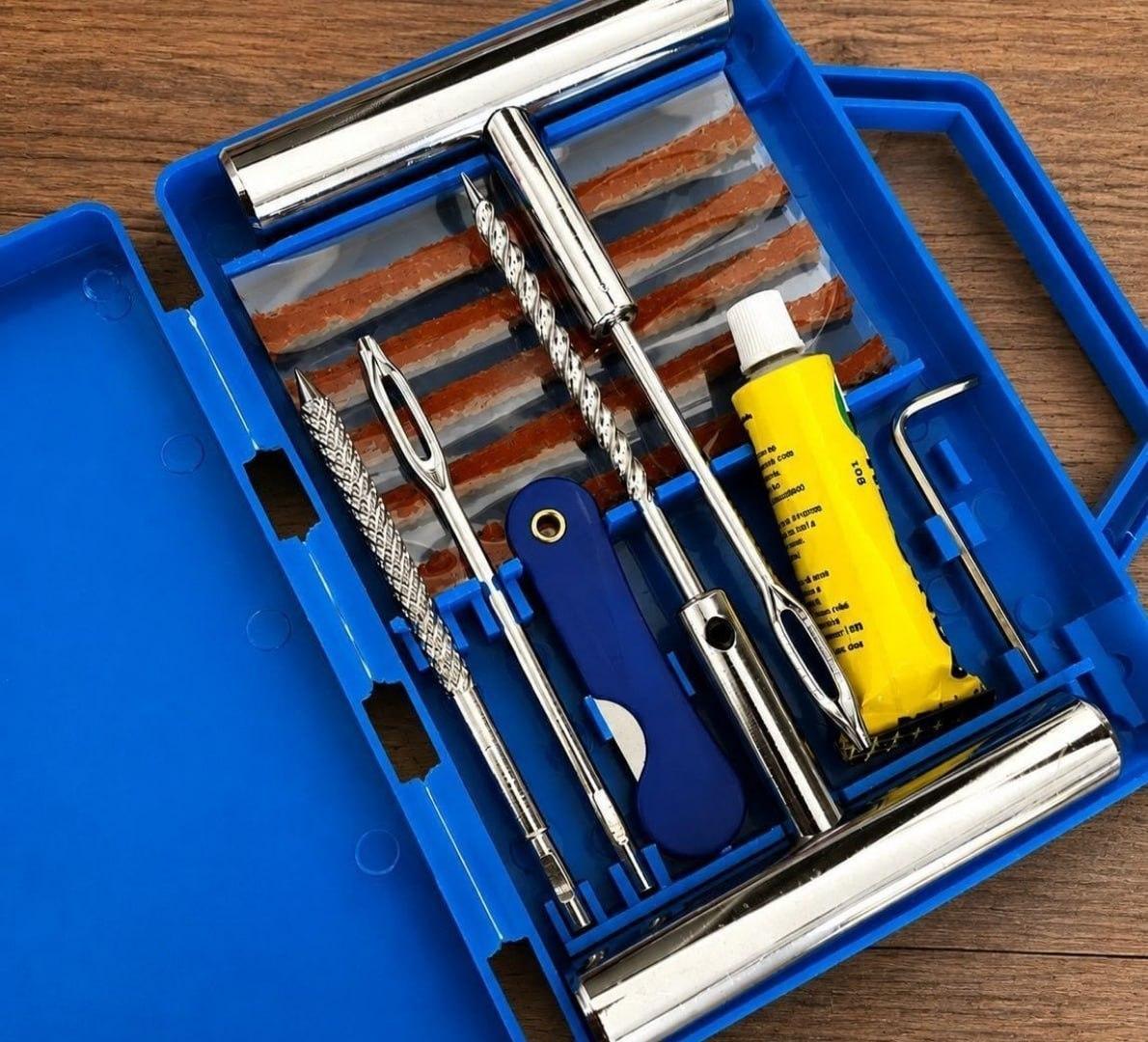 Kit Reparo Pneu Carro Moto Remendo C/ Maleta