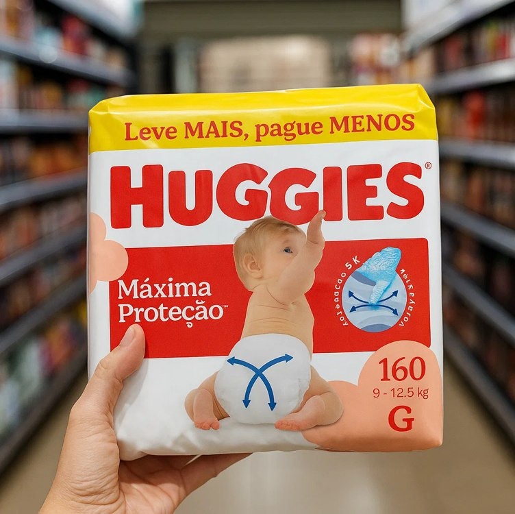 Fralda Descartável Huggies Máxima Proteção Tamanho G 160 unidades