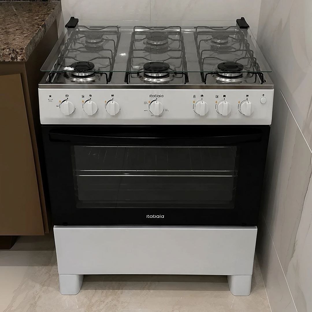 Fogão Itatiaia Star New 6 Bocas Branco Com Mesa de Inox e Acendimento Automático