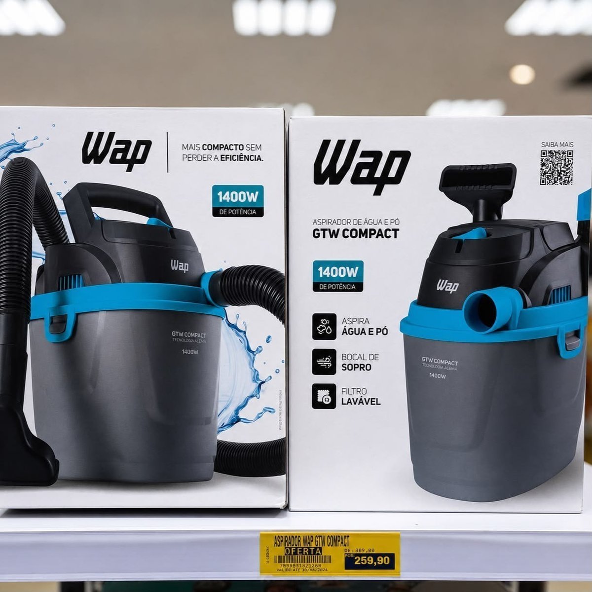 Aspirador De Pó E Líquido Portátil Wap Gtw Compact 1400w 5,5L 220V