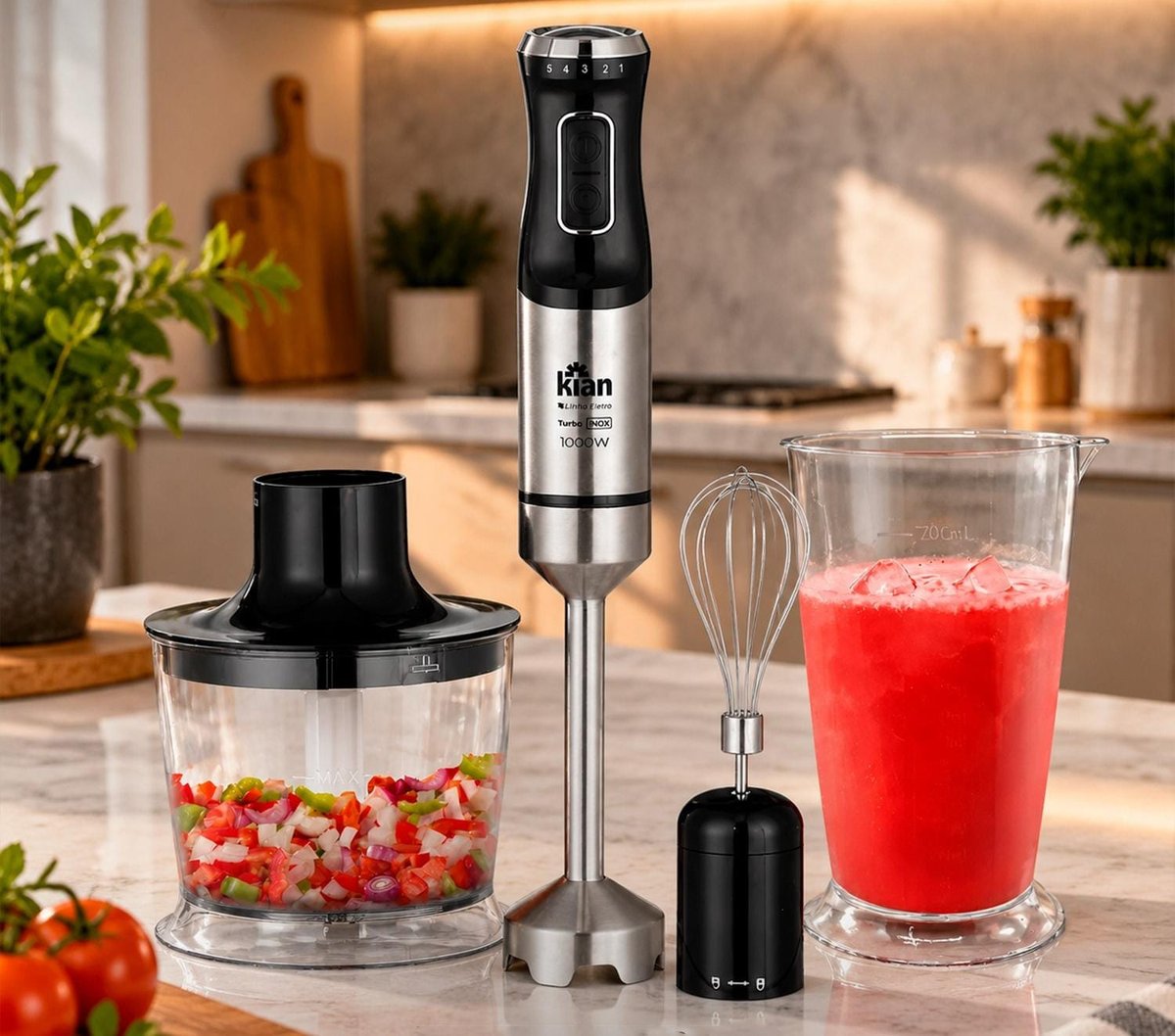 Mixer 3 Em 1 Processador Batedor Inox 1000w Kian 110v ​