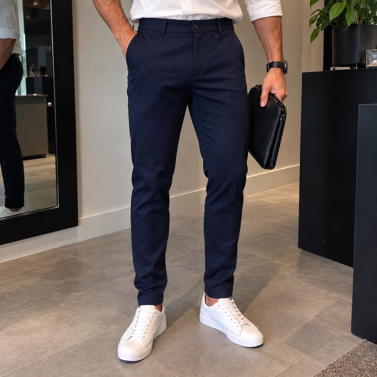Calça Sarja Masculina Alfaiataria Social Sport Fino Slim