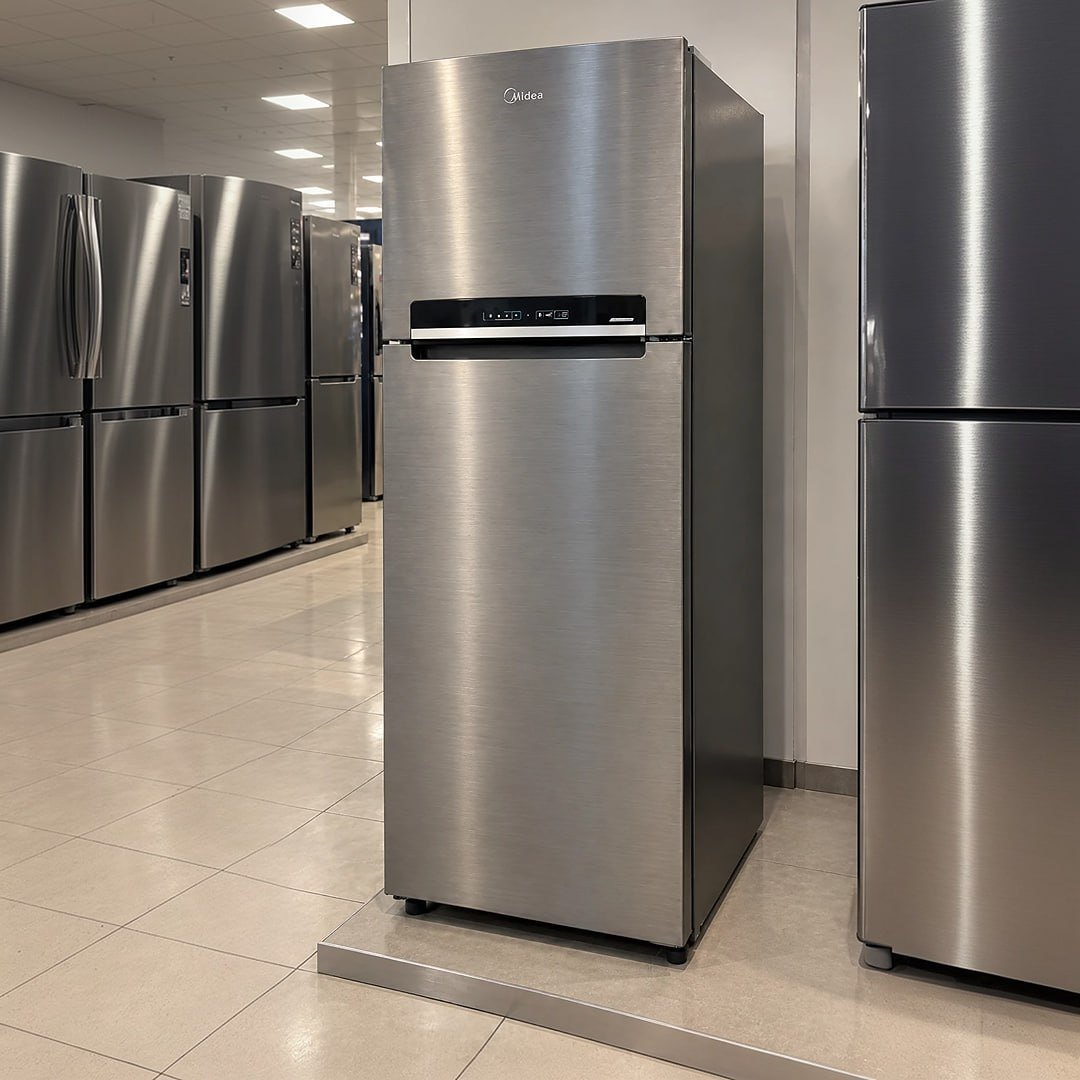 Geladeira freezer inverter Midea Frost Free Duplex MDRT533EVD461 394L inox
