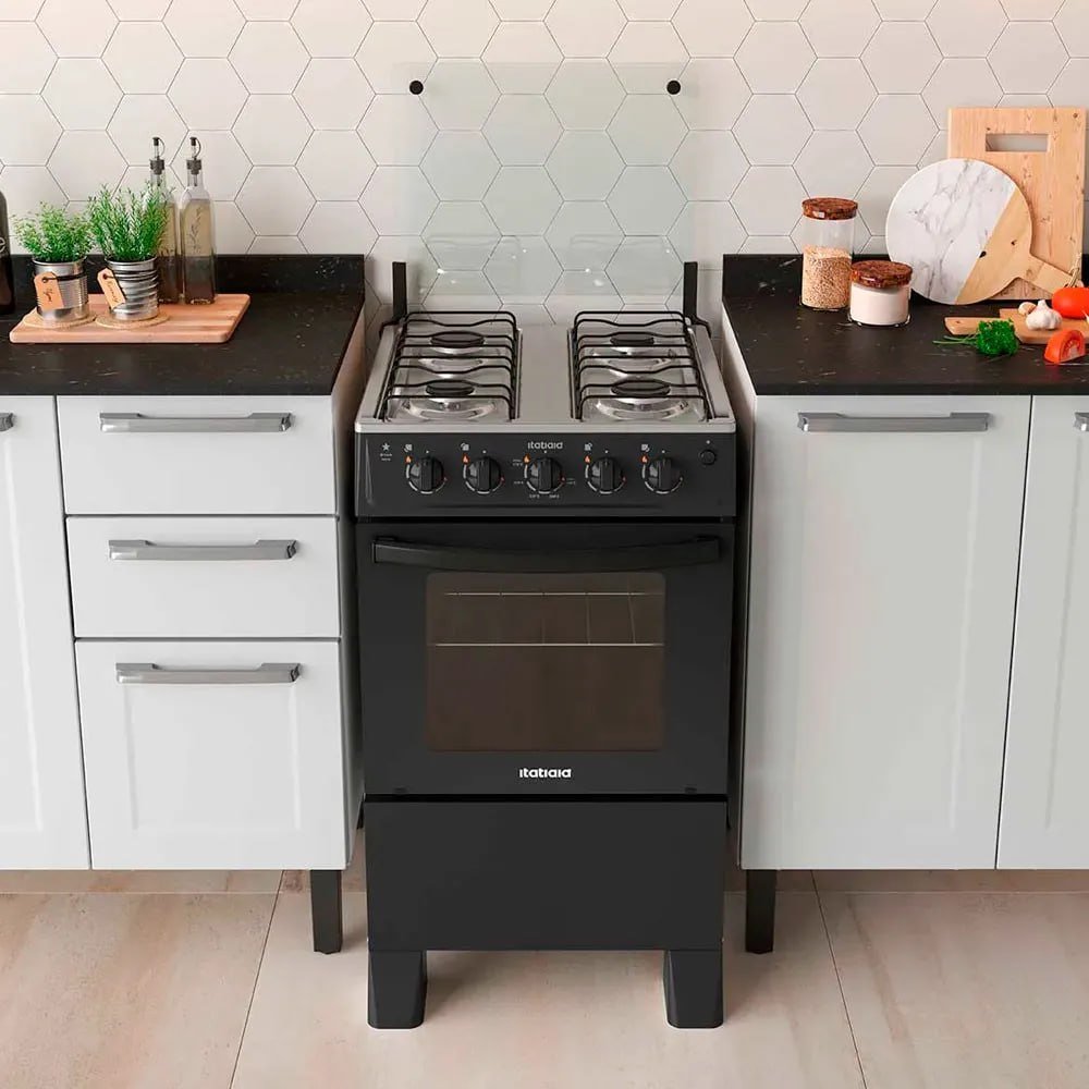 Fogão Itatiaia Star New 4 Bocas Mesa Inox Forno 48l-bivolt