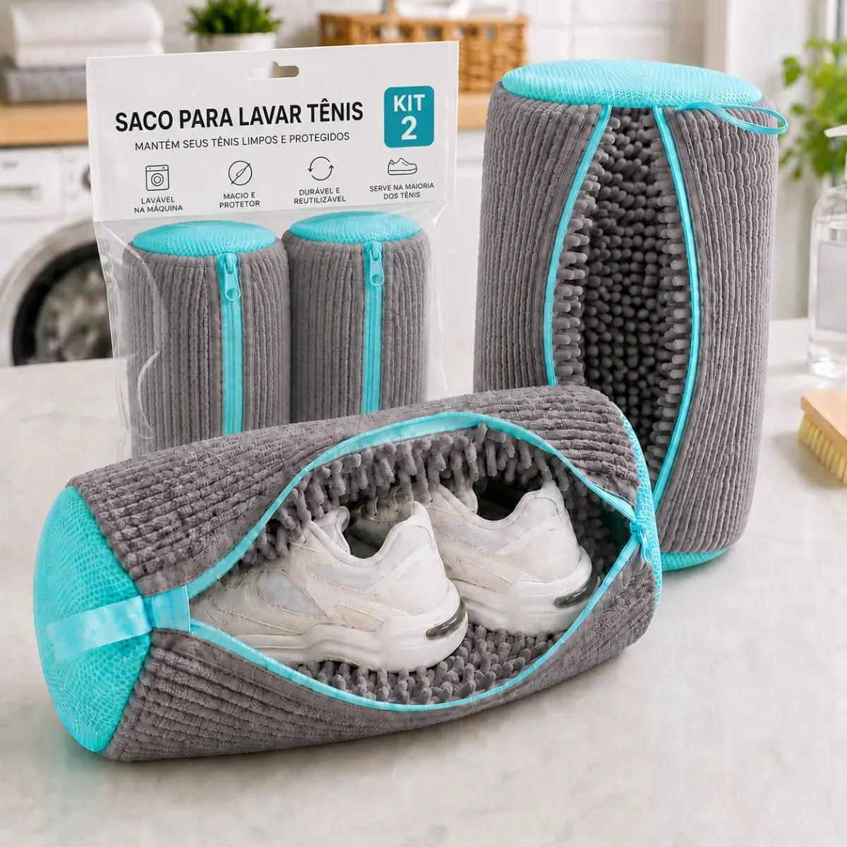 Kit com 2 Sacos Para Lavar Tênis E Sapatos Em Máquina De Lavar