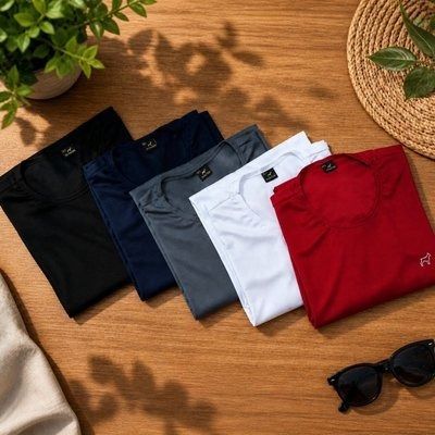 Kit 5 Camisetas Parvori Dry Fit Academia Esportes - Slim Fit (P ao G2)