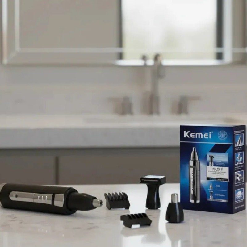 Aparador de Pelos Kemei KM-6511 Nariz Orelhas Sem Fio Preto