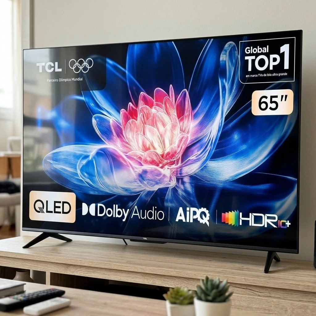 Smart TV TCL 65 Polegadas QLED 4K T6C WiFi Bluetooth Google TV Tela HVA e HDR10+ 65T6C
