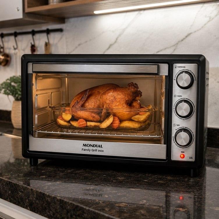 MONDIAL Forno Elétrico 48L Family Grill Inox, Mondial, Preto/Inox, 1800W, 110V - FRN-48-BI