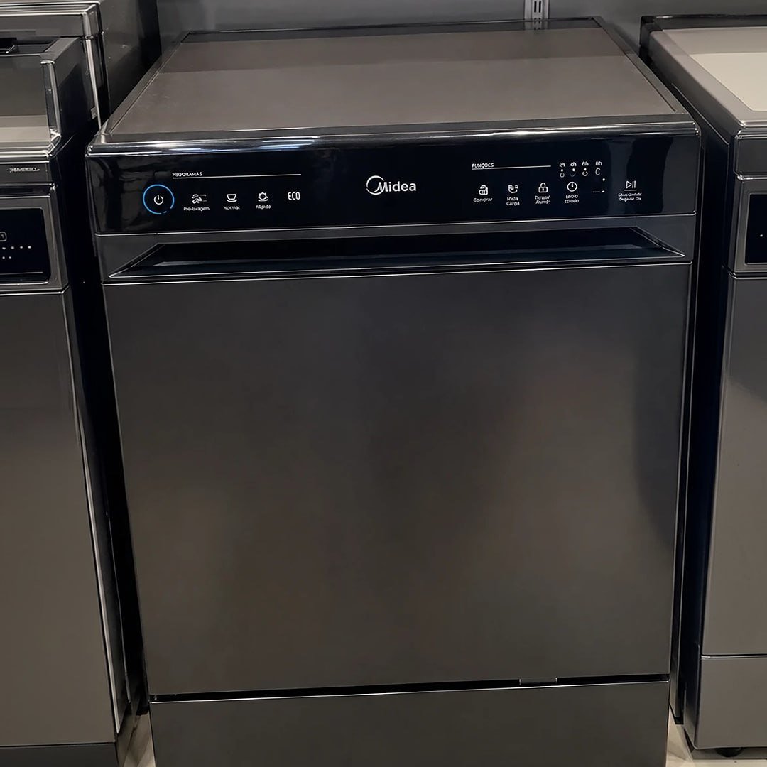 Lava Louças 8 Serviços Preta Touch Plus Midea Preto