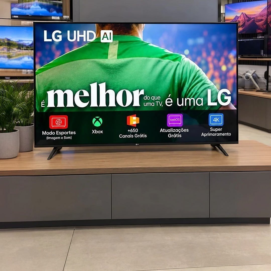 Smart TV LG UHD AI UA75 50 polegadas HDR10 Pro Processador α7 AI Ger8 webOS 25