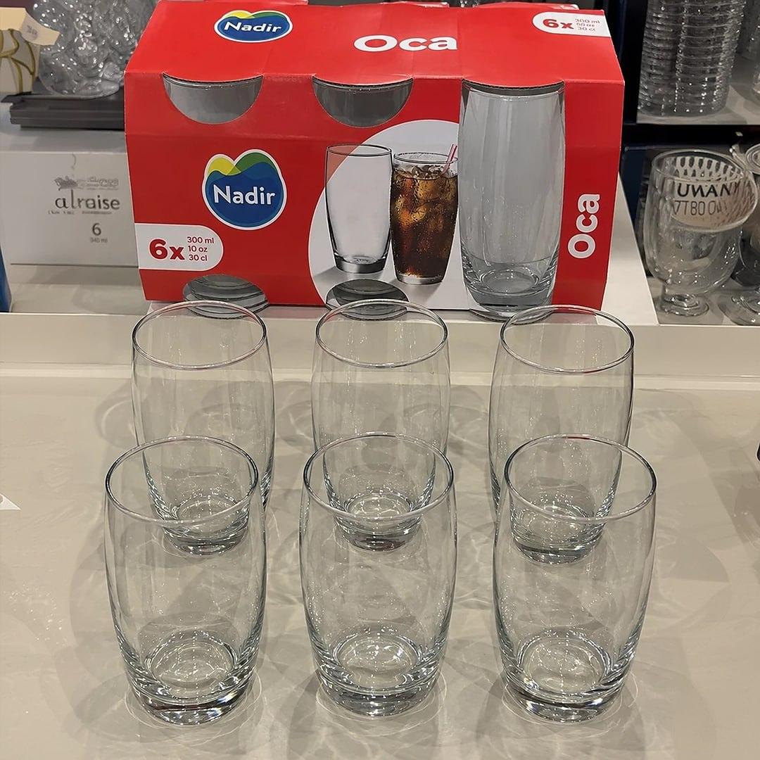 Kit 6 Copos Oca Nadir 300ml Vidro para Água e Suco