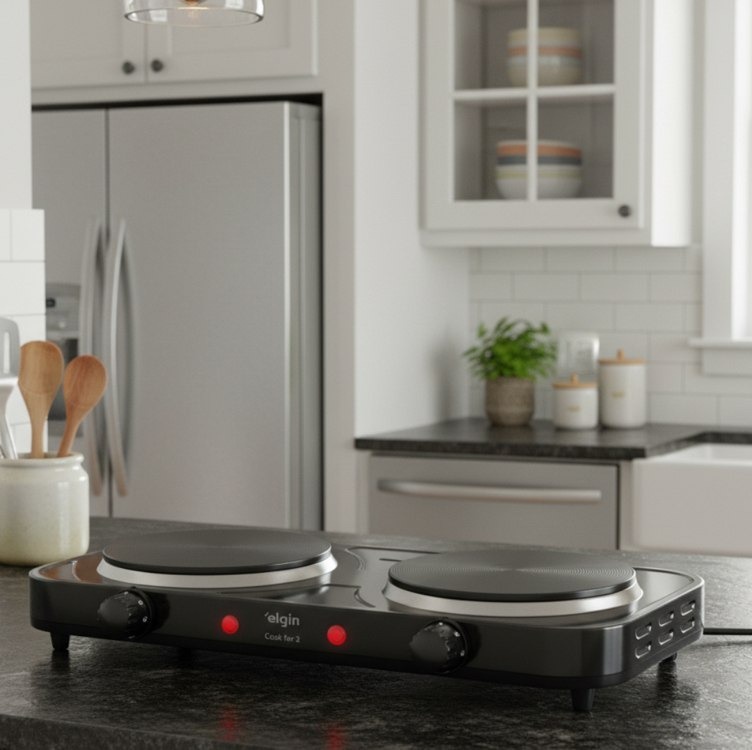 Fogão Cooktop Elétrico Elgin 2 Bocas Preto 127V