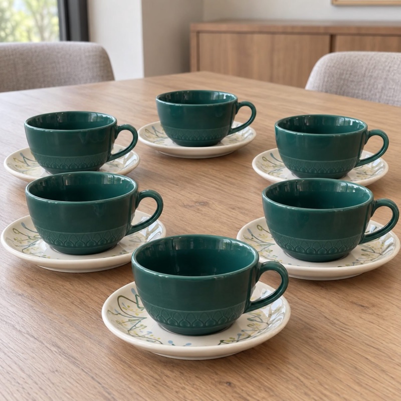 Conjunto 6 Xícaras C/pires Flat Nisa Oxford