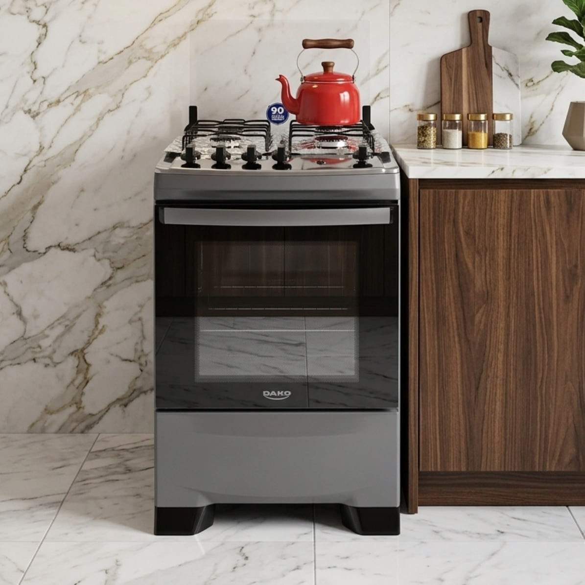 Fogão 4 Bocas Dako Supreme Mesa de Inox A Gás Titanium Bivolt