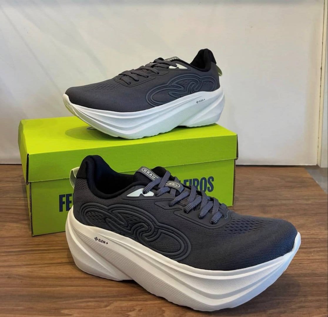 Tênis Masculino Olympikus Grau Caminhada Eleva+ Preto Preto 38 Br
