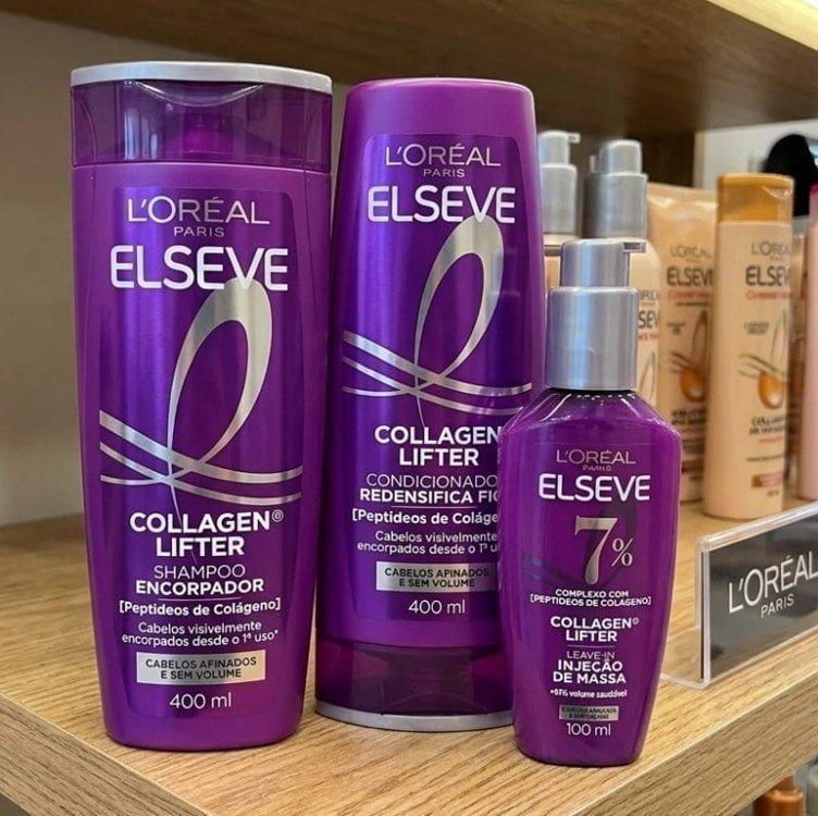 Kit L'Oréal Paris Elseve Collagen Lifter - Shampoo 400ml - Condicionador 400ml - Sérum 100ml