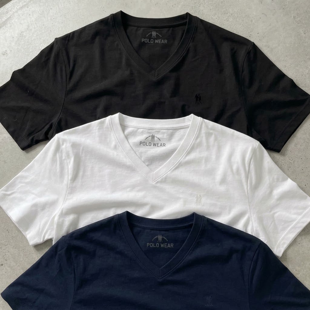 Kit 3 Camisetas Gola V Masculinas Polo Wear Sortido
