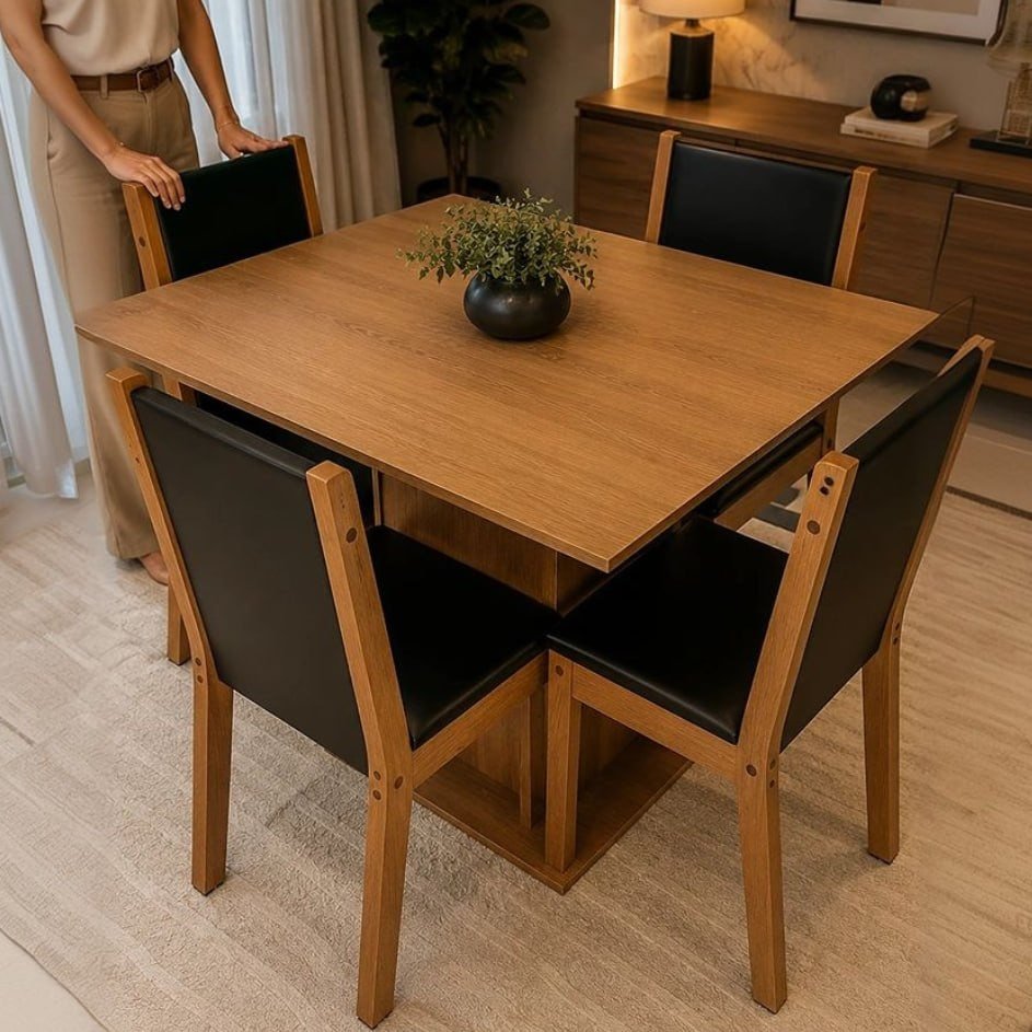 Madesa Conjunto Sala de Jantar Talita Mesa + 4 Cadeiras