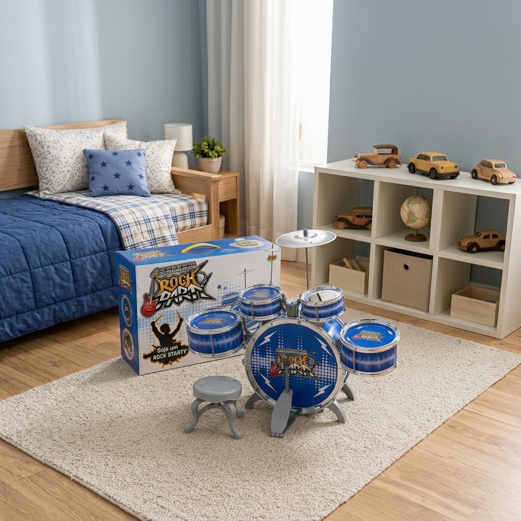 Bateria Infantil De Brinquedo Musical Mini Tambores Rock
