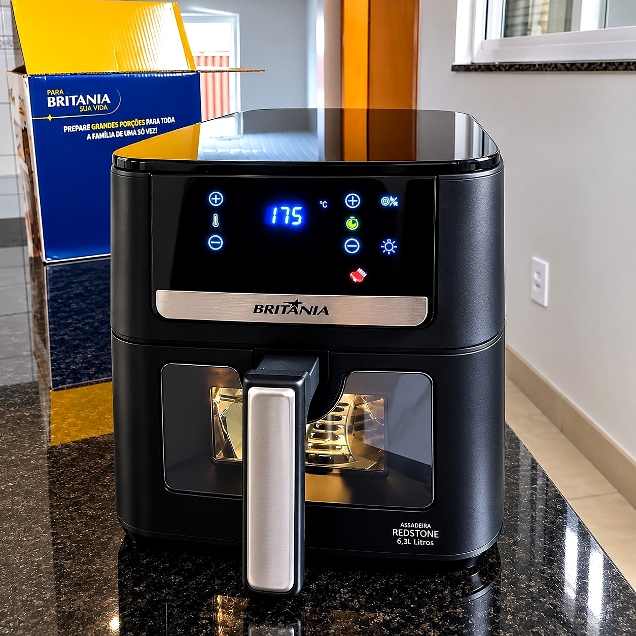 Air Fryer Britânia 6,5L 1700W 8 Funções Painel Digital Redstone BAF65A