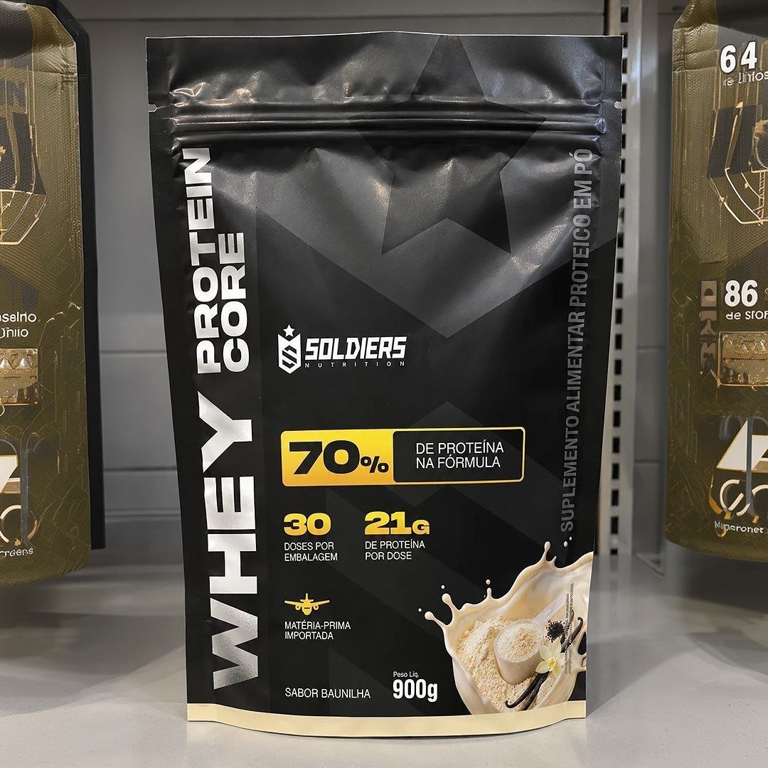 Whey Core 70% de Proteina Concentrada - Baunilha 900g - Soldiers Nutrition