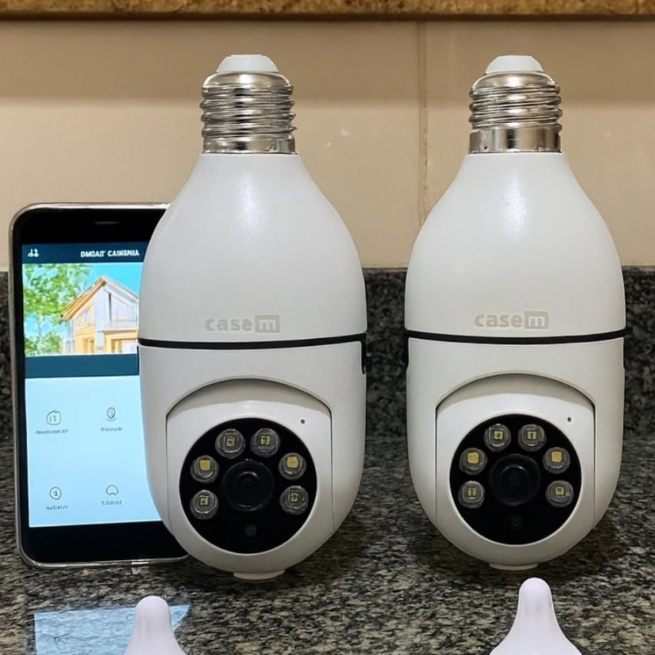 Kit 2 Câmeras Lampada De Segurança Ip Wifi Com Visão Noturna Interna Externa App Yoosee Espiã 360º Cor Branco