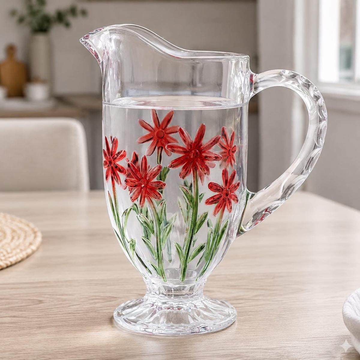 Jarra Red Flower 1,3l Cristal Ecológico - Wolff