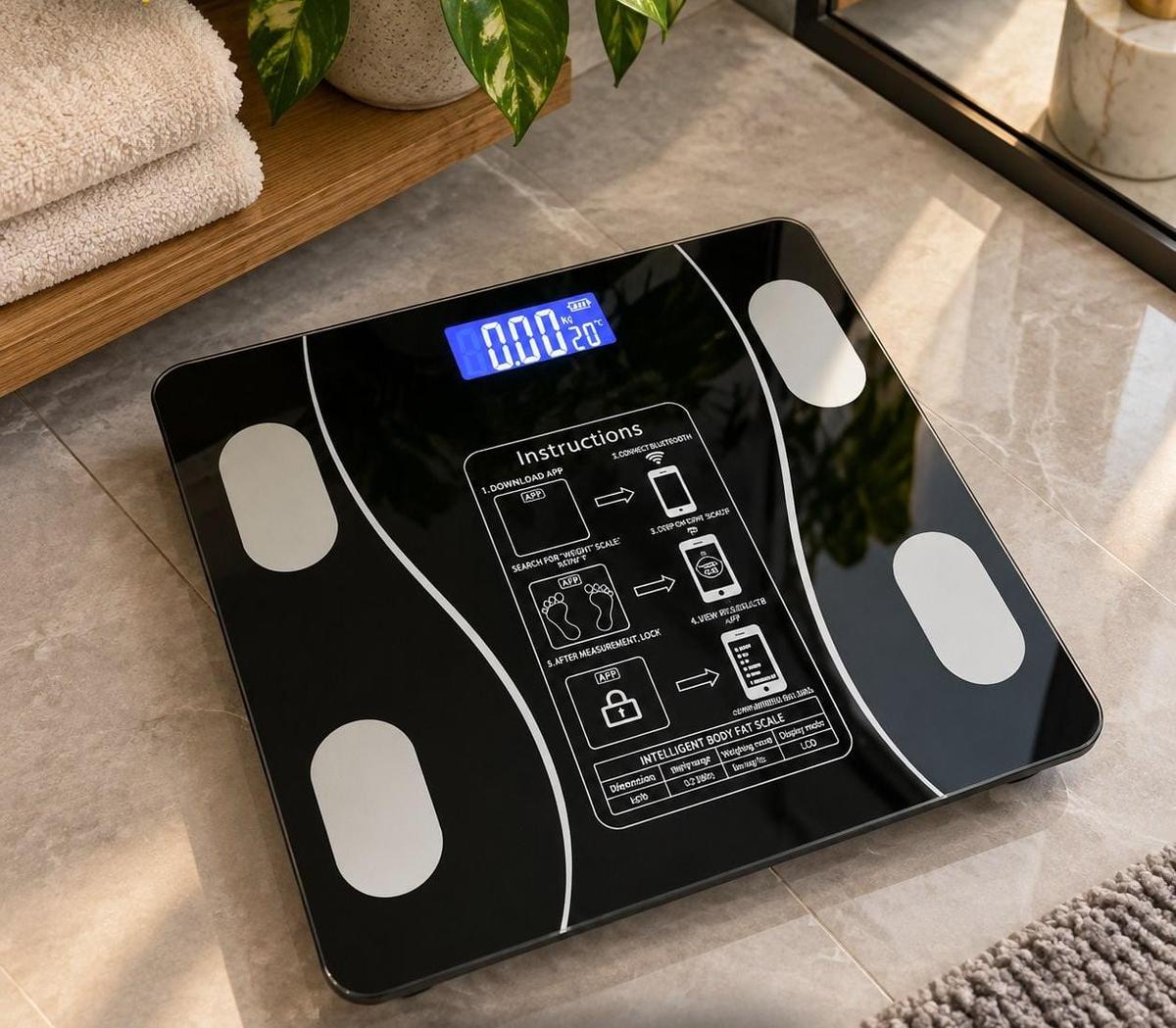 Balança Inteligente Bluetooth Com App Epsilon LCD Vidro Temperado até 180kg (EPS-6905) ​
