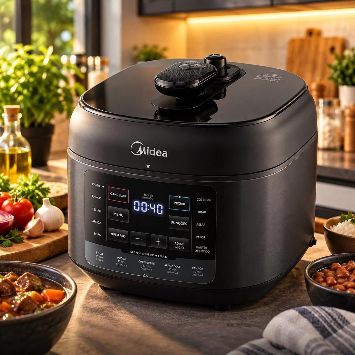 Panela De Pressão Elétrica 5l Nutripro Preta Midea Cor Preto