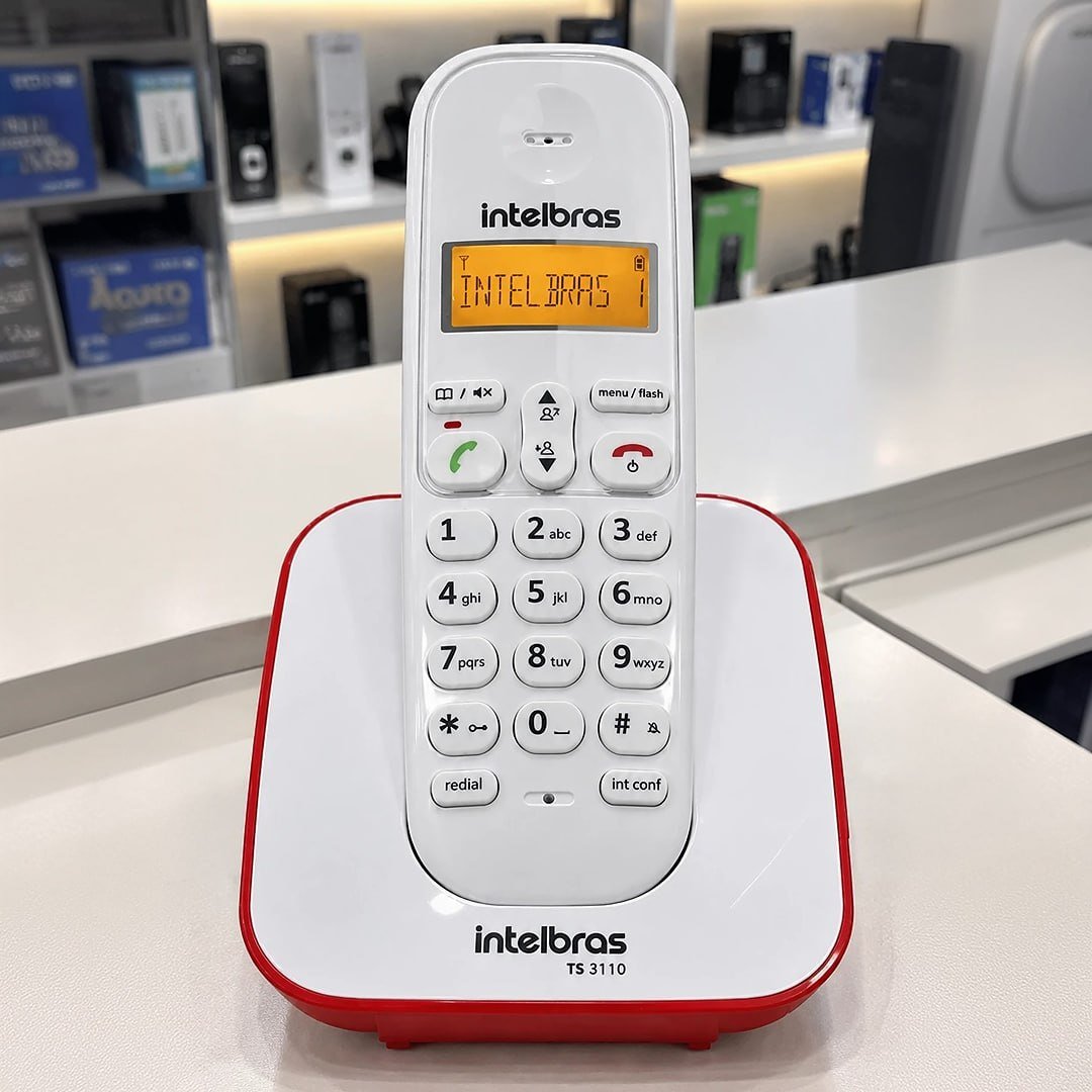 Telefone Sem Fio Digital TS 3110 Vermelho Intelbras