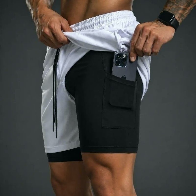 Kit 4 Shorts 2 Em 1 Duplo Dryfit Masculino Compressão Térmic